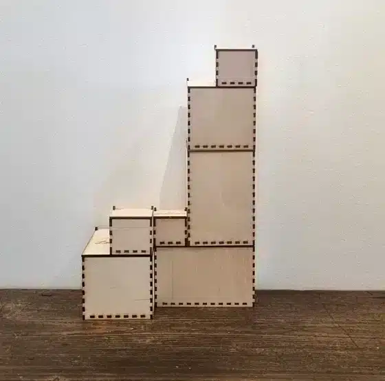 a stack of wooden boxes