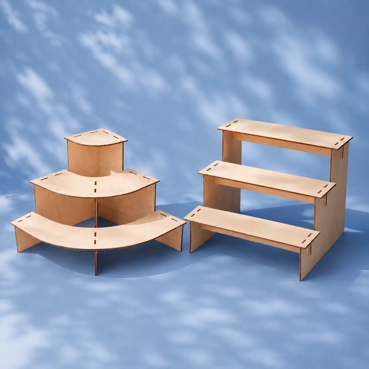 Tuva Dekotreppe Holz mit rundem und geradem Modul