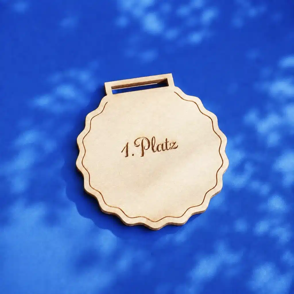Medaille mit Gravur und dekorativem Wellenrand